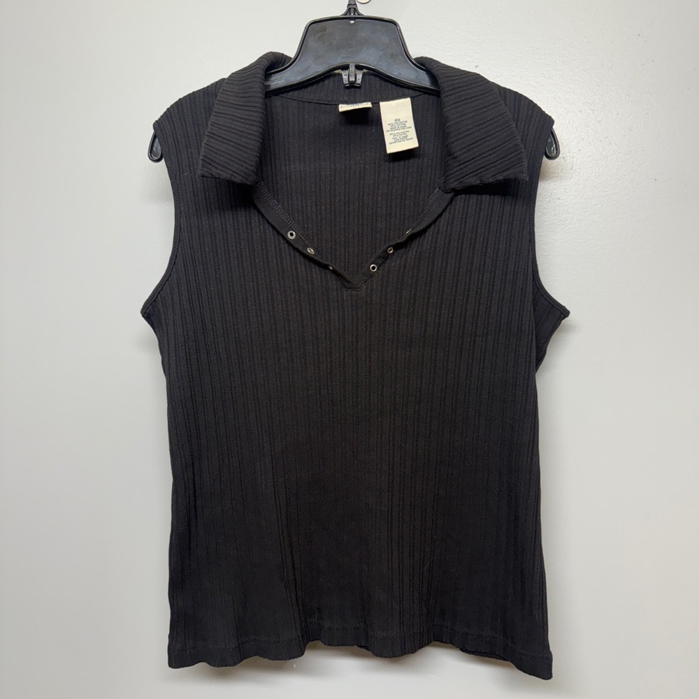725 Originals Black Ribbed Eyelet Sleeveless Blouse SIZE 4X